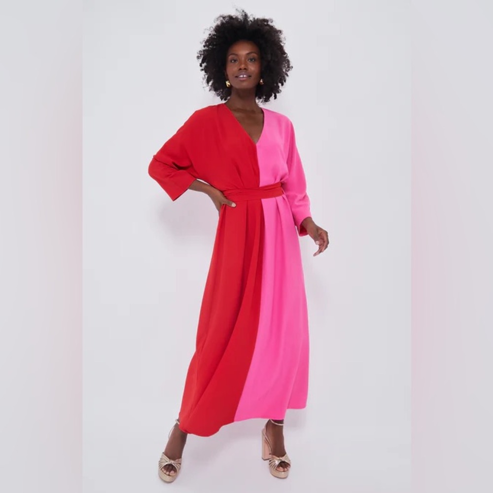 Tuckernuck x India Hicks | Scarlet and Hot Pink Madame G Caftan | Sz Small | NWT